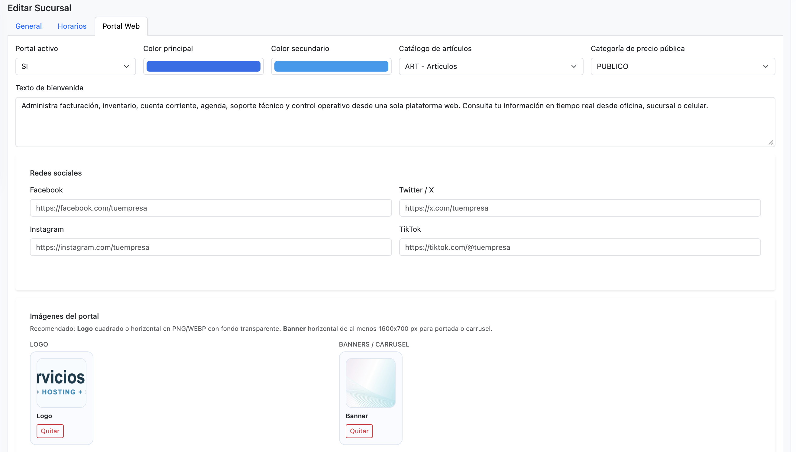 Seleccion de información para el portal